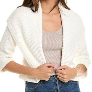 Women CAbi Half Circle Girlhood Elegant Cropped Knit Sweater in Cream Size Large